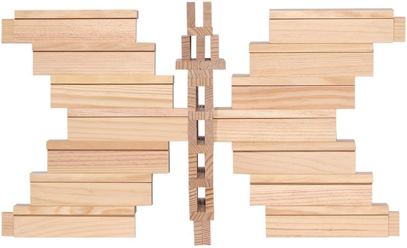 KAPLA 100 Blocks Natural Unfinished Wood Pine Planks with Storage Bin and Guide Book image number 1