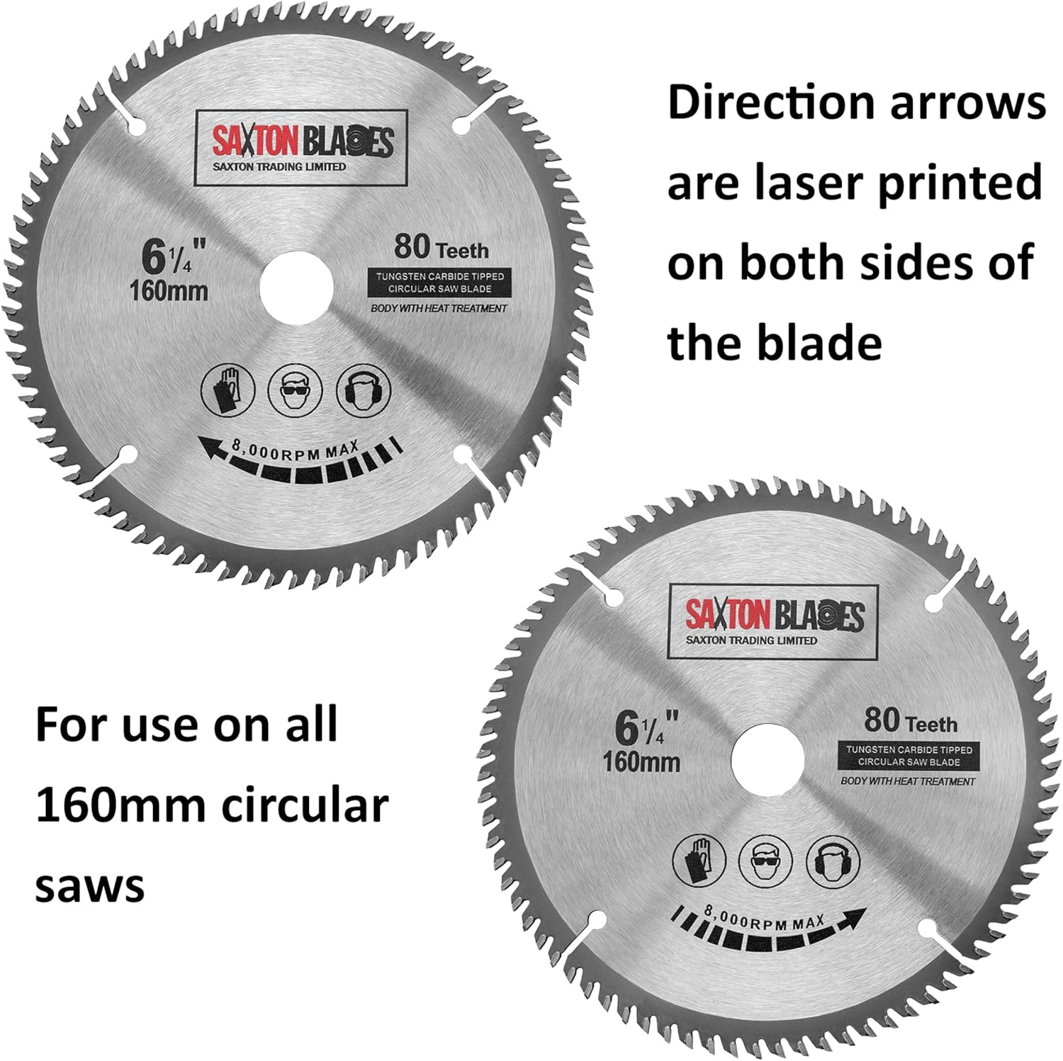 Saxton TCT16080T TCT Circular Wood Saw Blade 160Mm X 80T for Festool TS55 Bosch Makita Dewalt