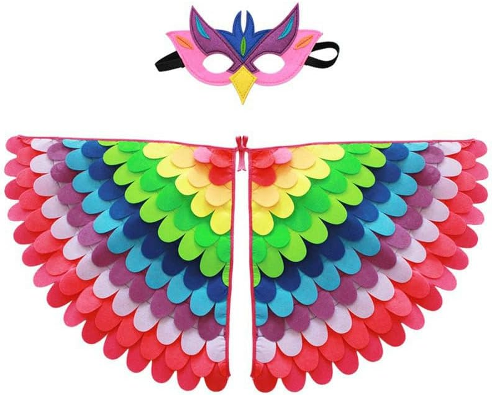 Bird Wings Animal Costume for Kids with Mask, Kids Butterfly Wings, Cape and Mask Cosplay Costume Dress up Gifts for Girls Boys Cosplay Party Favors