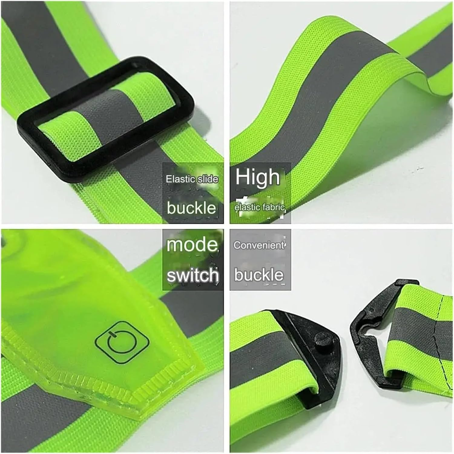 Jiningxinxin Motorcycle LED Reflective Vest Night Running Vest Glowing Reflector Straps Safety Vest Cycling Vest Warning Lights Reflective(Green)