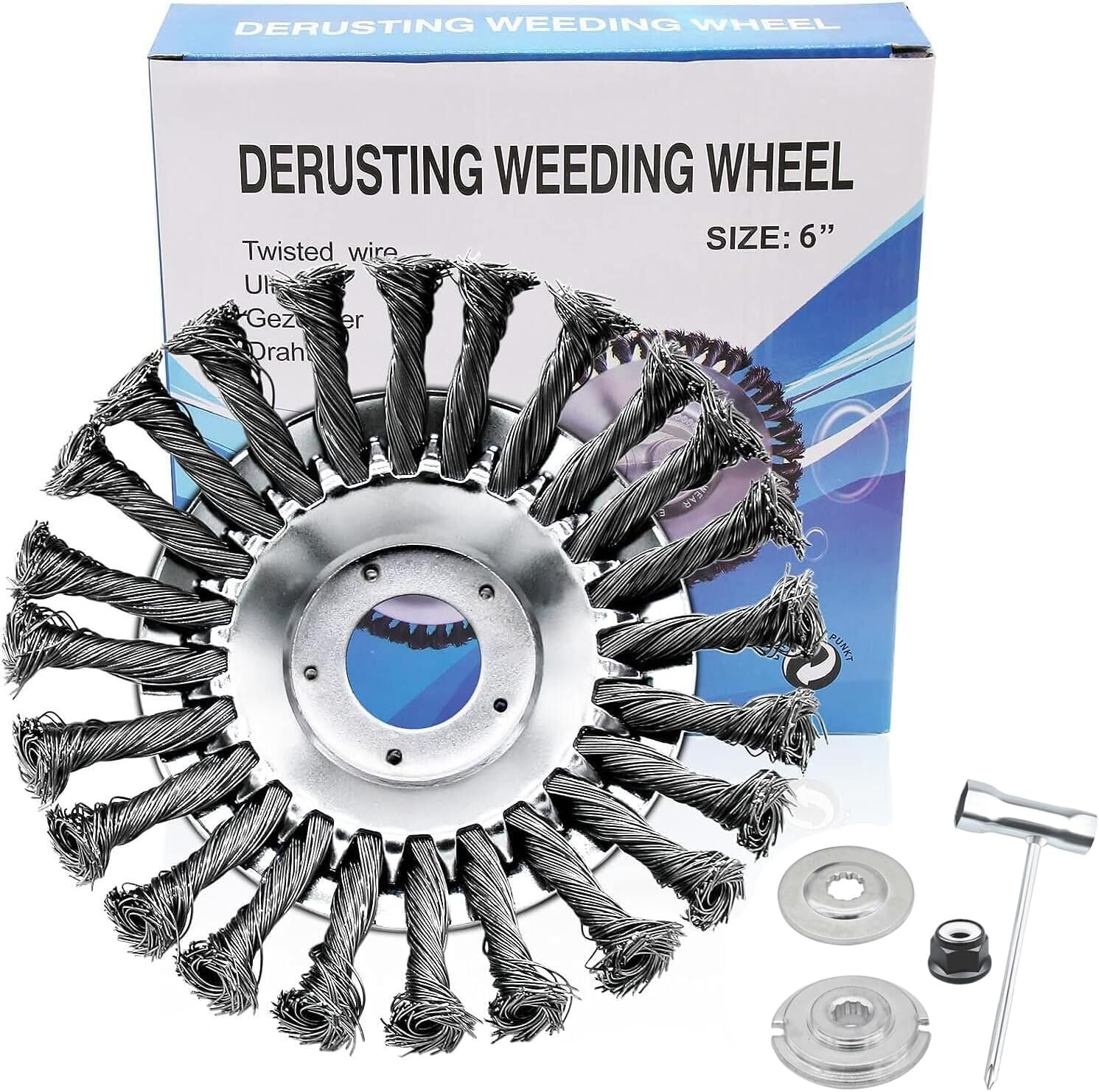 6 Inch Wired Trimmer Blade, Steel Wire Cutter Trimmer Head, Wired Trimmer Head with Adapter Kit for String Trimmers, Gardening Lawnmower, Moss Grass Rust Removal