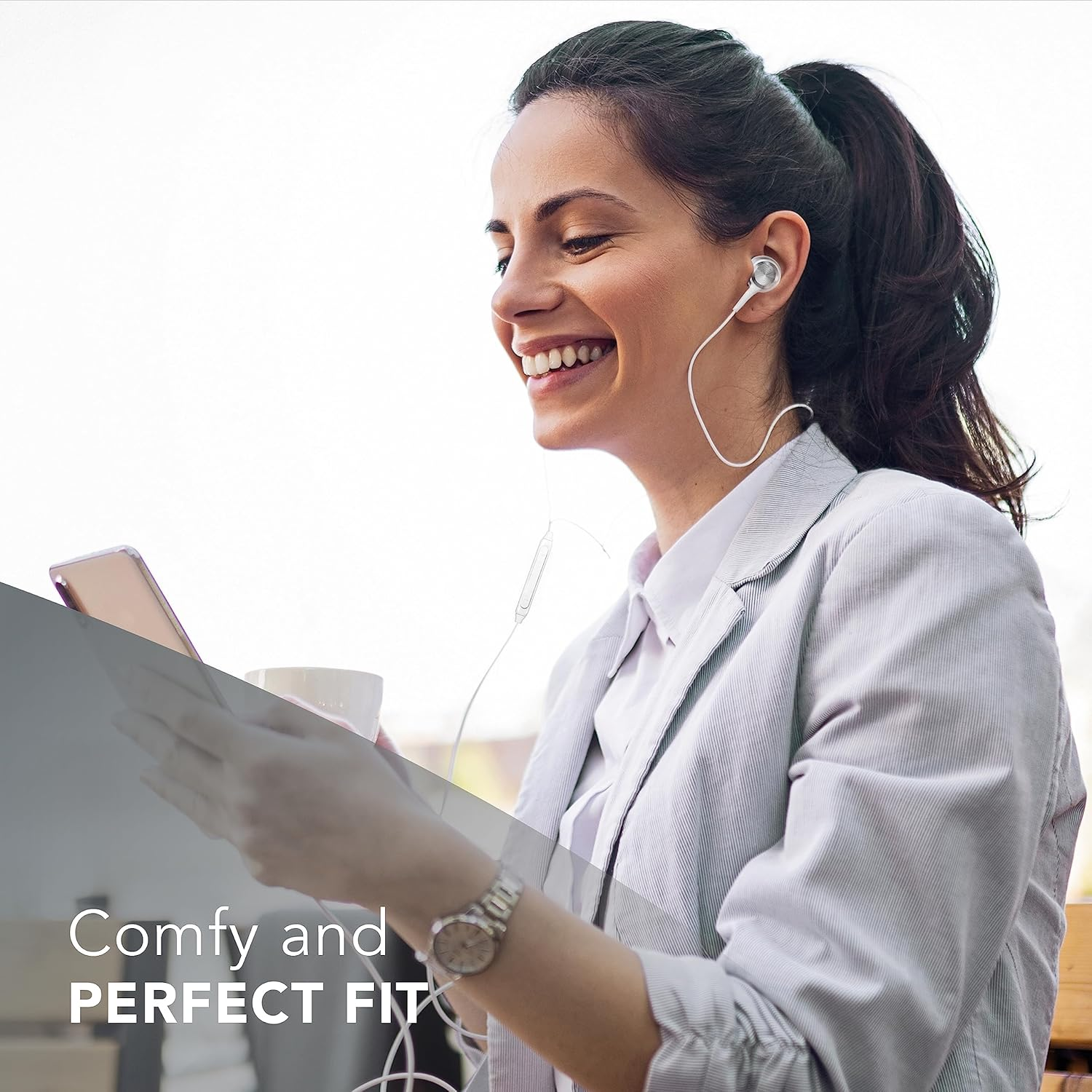 Music Sound Wired Earphones - Capsule Design - 3.5 Mm Jack Plug - Stable and Comfortable - Ergonomic - Black - Black image number 6