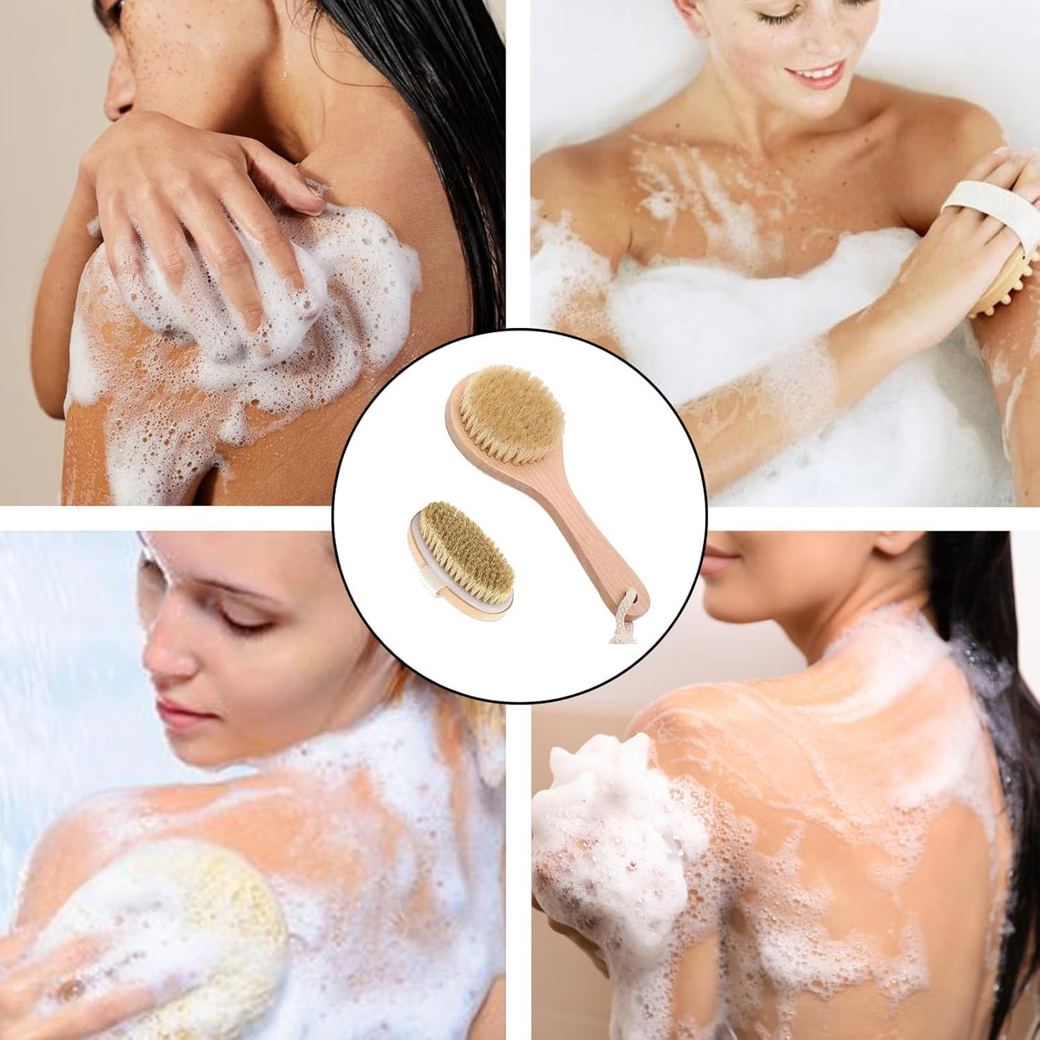 2Pcs Back Brush, Dry Brush, Body Brush, Soft Natural Bristle, for Exfoliating, Lymphatic Drainage, Stimulating Blood Circulation, Accelerating Metabolism, Enhancing Skin Health, for Men, Women image number 4