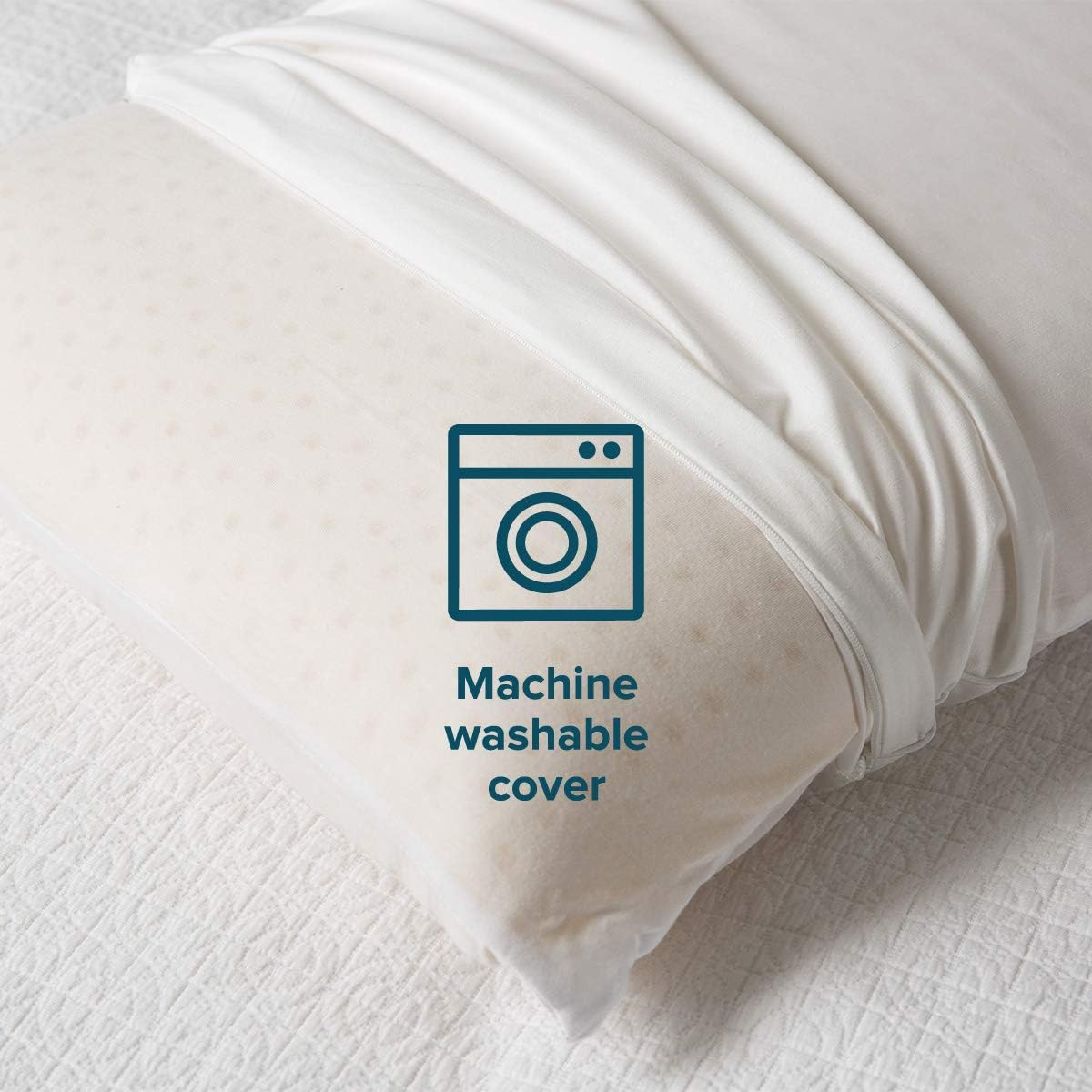 Tontine Comfortech Talalay Latex Pillow &ndash; Medium Height with Gentle Cushioning and Spinal Alignment Support &ndash; Premium Talalay Latex with Removable Machine Washable Natural Cotton Cover image number 2