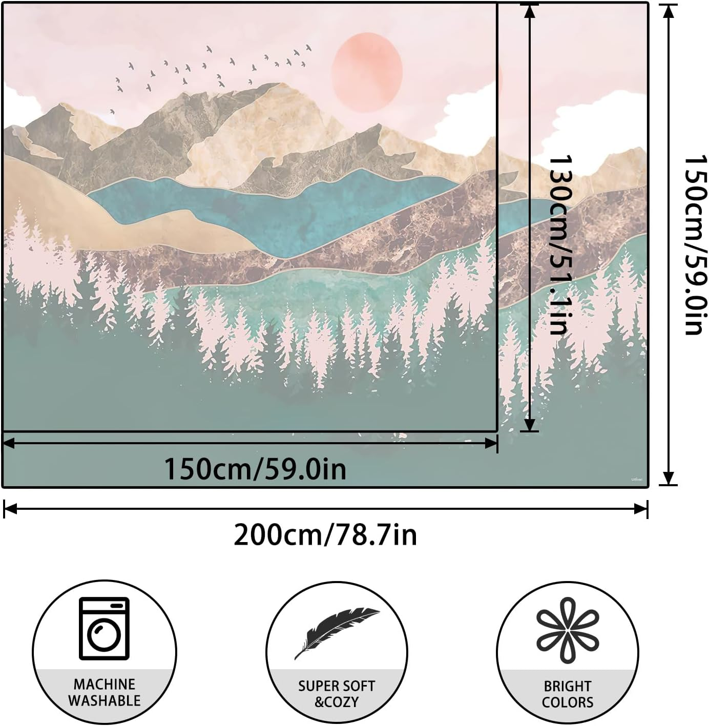 Steadyink&reg; &ndash; Galaxy Mandala Tapestry &ndash; 200X150Cm Blue & White Boho Wall Hanging for Bedroom, Living Room, Meditation &ndash; Abstract Art Fabric Decor image number 5