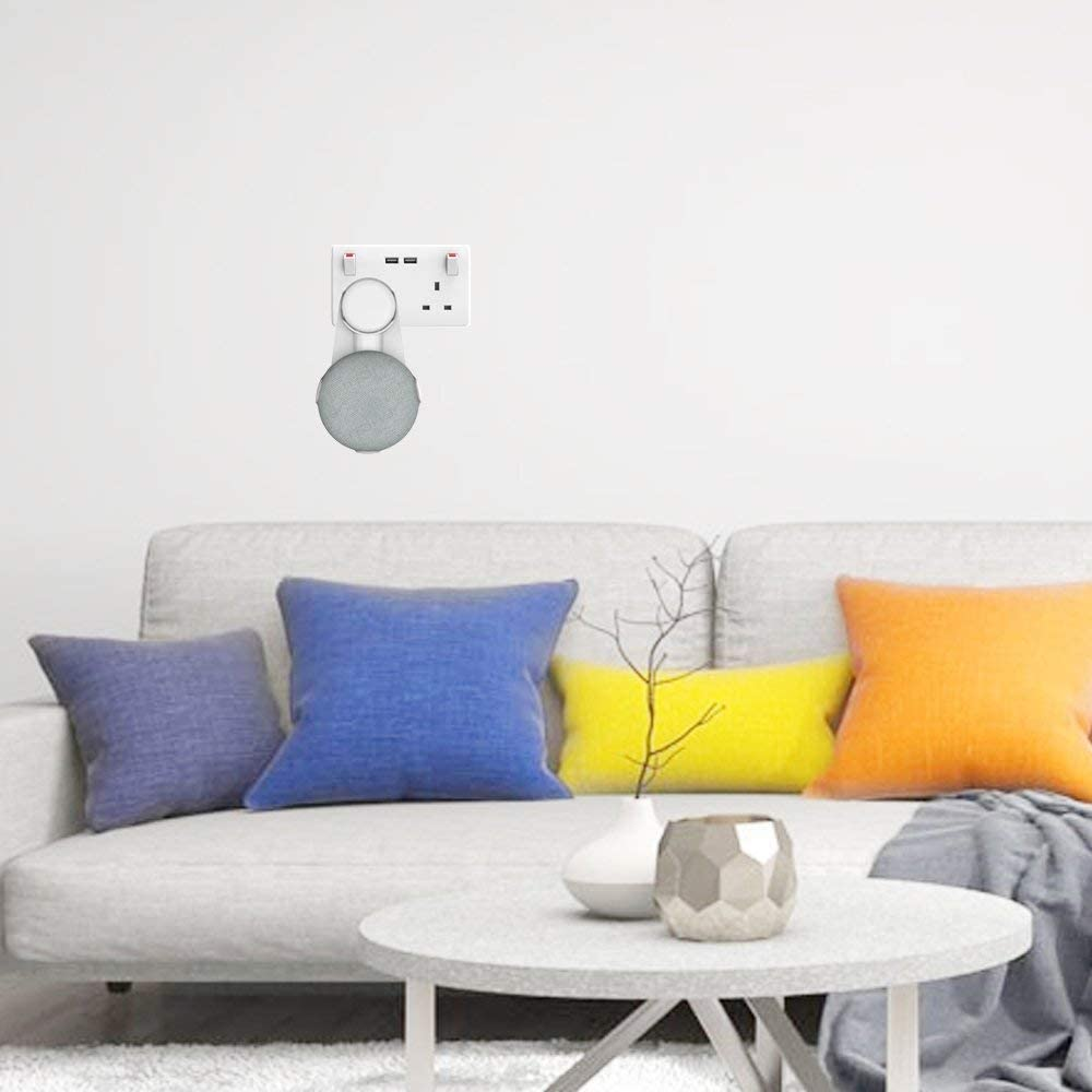 SPORTLINK Outlet Wall Mount Stand Hanger [AUS Plug] for Google Home Mini, Nest Mini 2Nd Gen - Compact Wall Holder Plug in Kitchen Bathroom Bedroom, Hides the Google Home Nest Mini Cord (White) image number 2