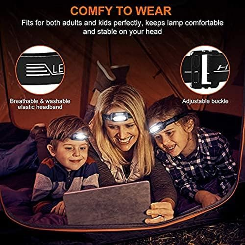 Fay Bless Rechargeable Headlamp - 350 Lumens Bright LED Flashlight for Camping, Running, Hiking - Lightweight 95G, 230&deg; Wide Beam Illumination (Black S) image number 3
