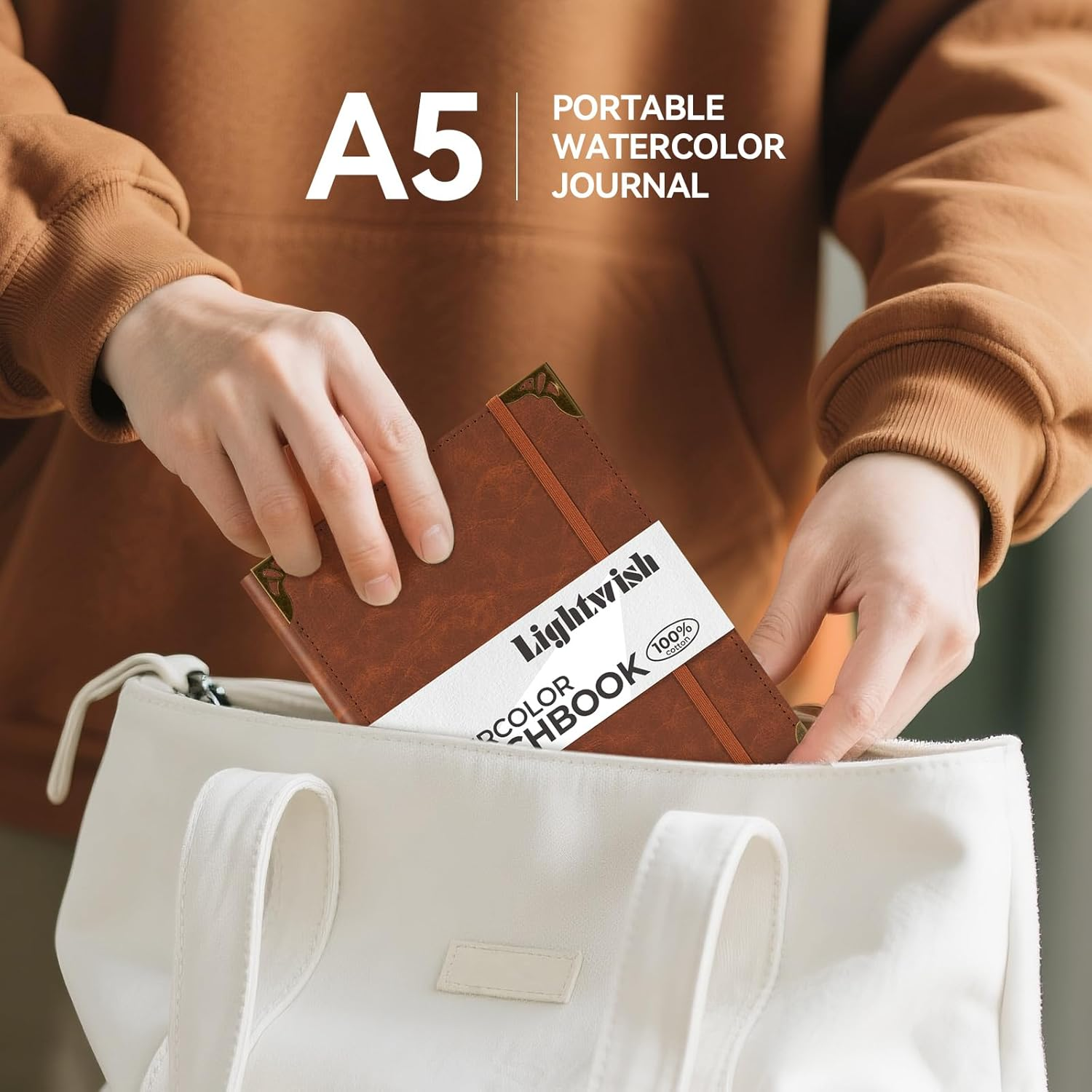 Lightwish Watercolor Sketchbook,100% Cotton Acid Free Watercolor Journal,300Gsm/140Lb Cold Press Watercolor Paper for Artists,Adults,Students,20 Sheets,5.5 * 8.2 Inches Paper image number 4