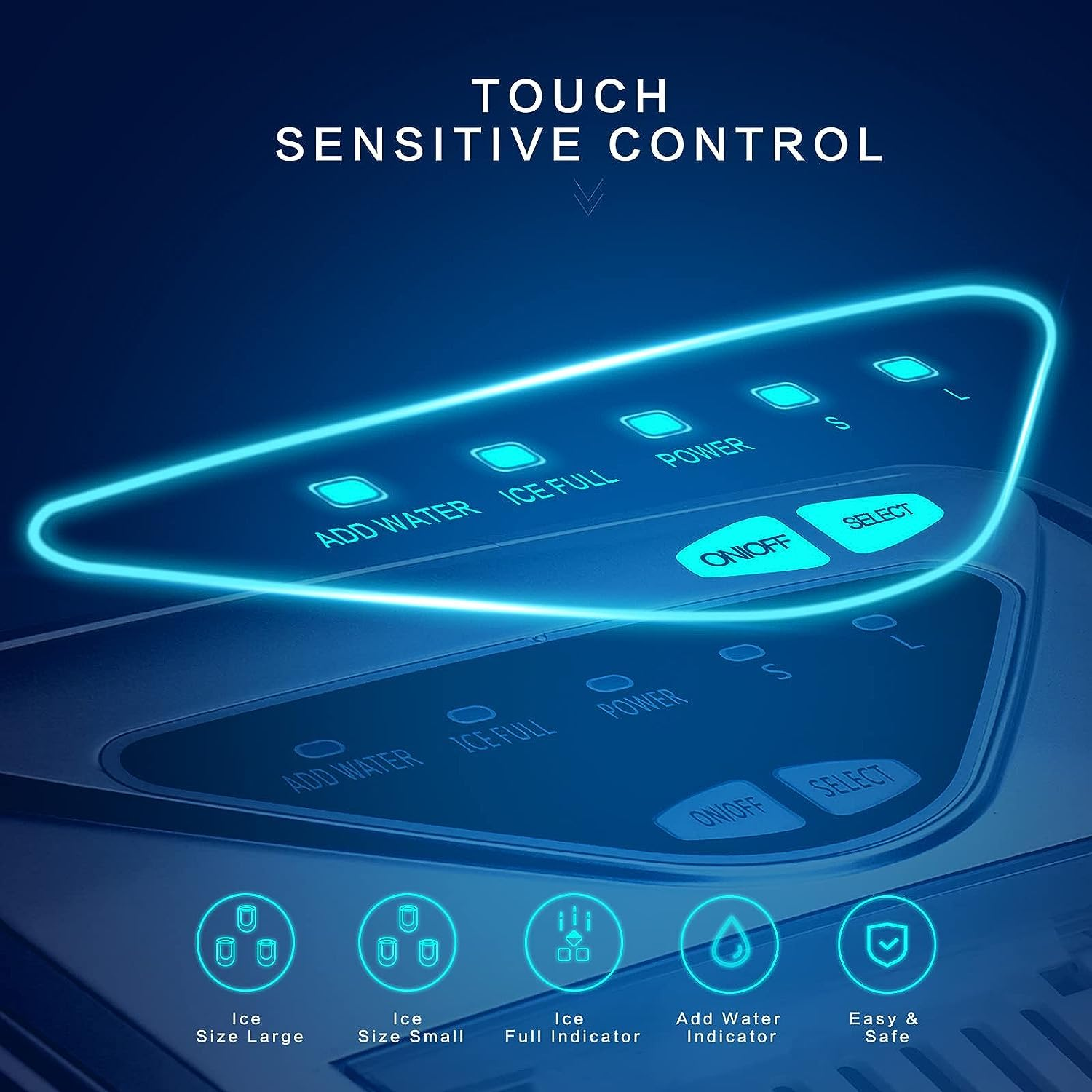 Cobuy Self-Cleaning Ice Machine Countertop, 9 Cubes Ready in 6 Mins, 12KG in 24Hrs, Portable Ice Maker Machine for Home Kitchen Office Bar Party, White image number 5