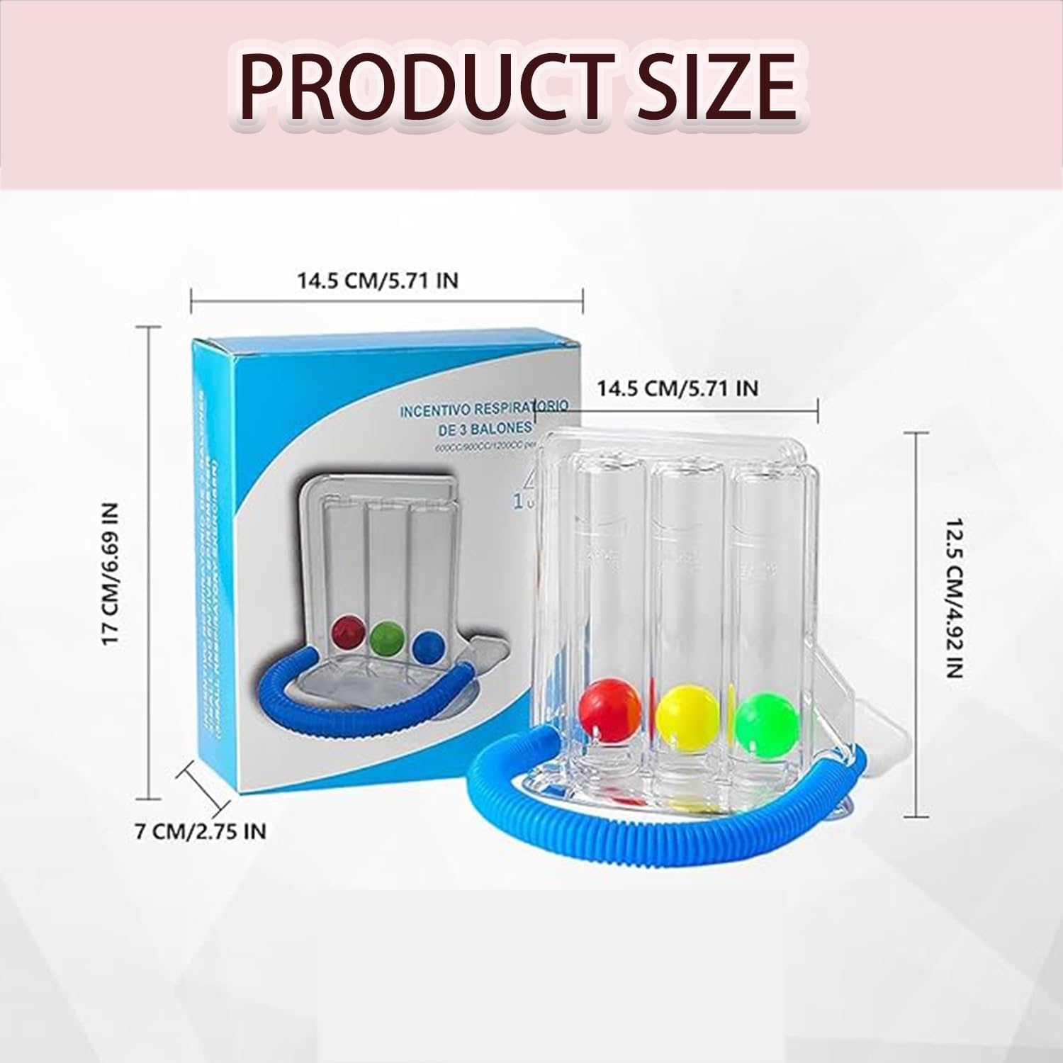 Roczential 1 Piece Lung Trainer, Natural Breathing Exerciser Trainer, Washable 3-Ball Incentive Spirometer for Inspiratory Breathing Function, Breathing Measurement Device with Handle image number 5