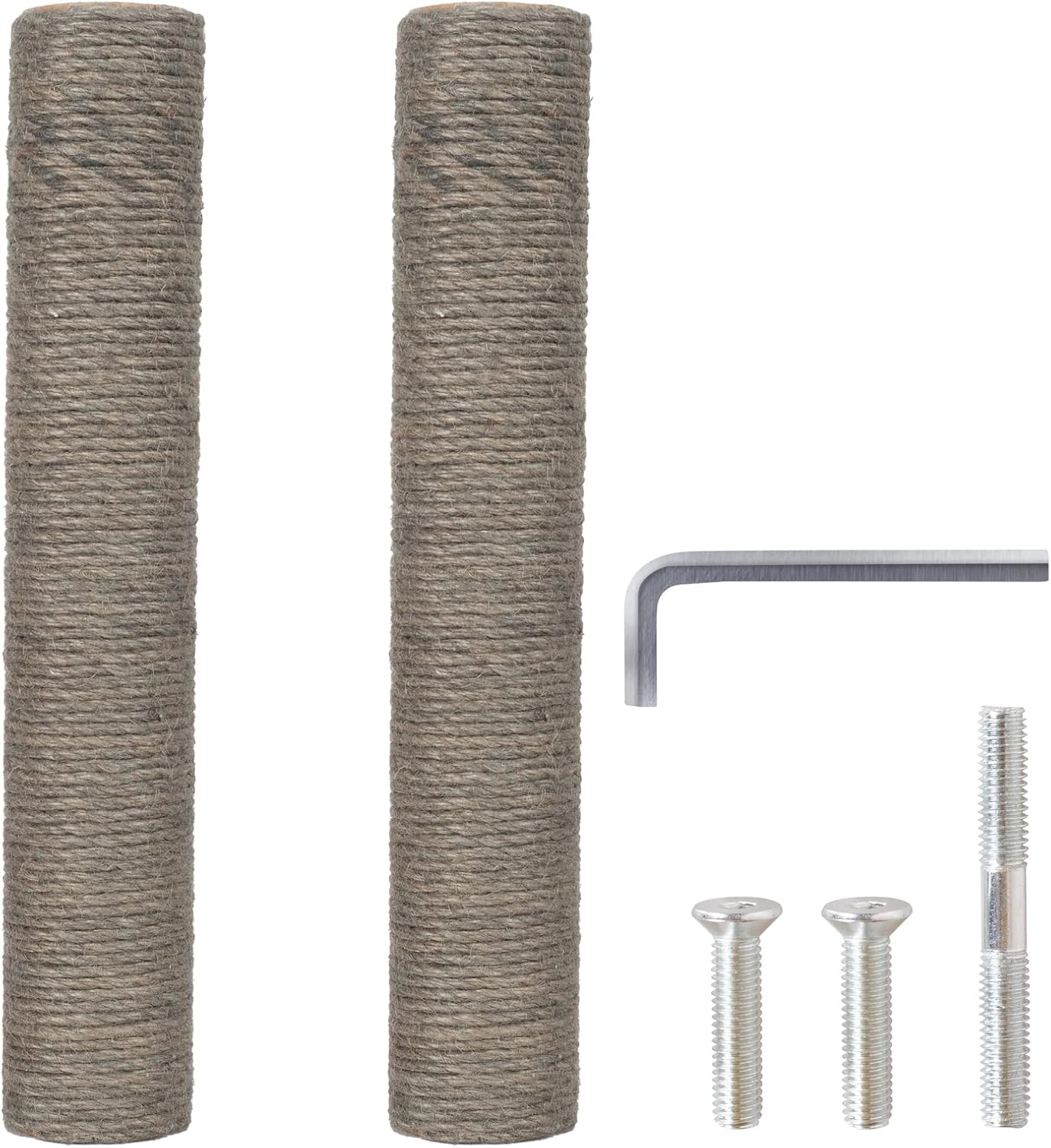 Pinkgarden Natural Sisal Replacement Cat Scratching Post, M8 Cat Scratch Post Refill Pole Parts for Refurbishment, Grey, Include Screws