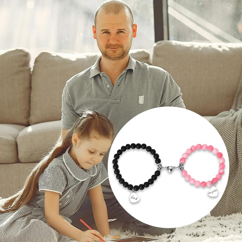 Matching Heart Bracelet for Daughter Mom Son Dad Gifts for Father Mothers Day Gifts from Daughter image number 1