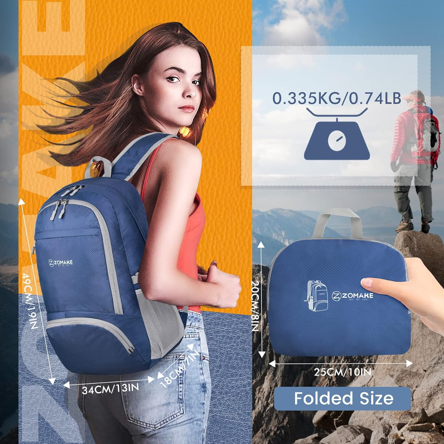 ZOMAKE Foldable Backpack - Lightweight Folding Packs 30L, Packable Hiking Daypack for Travel Outdoor Camping image number 1