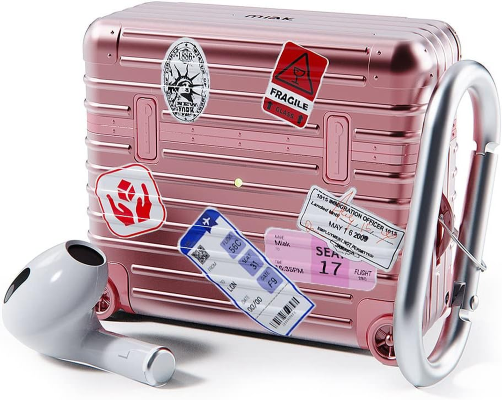 Miak Airpods 3Rd Generation Carrying Case Cover [Suitcase, Hard Case, Carrying Bag, Polycarbonate, TPU Carabiner, Wireless Charging, Qi Compatible, Stickers, Customized]