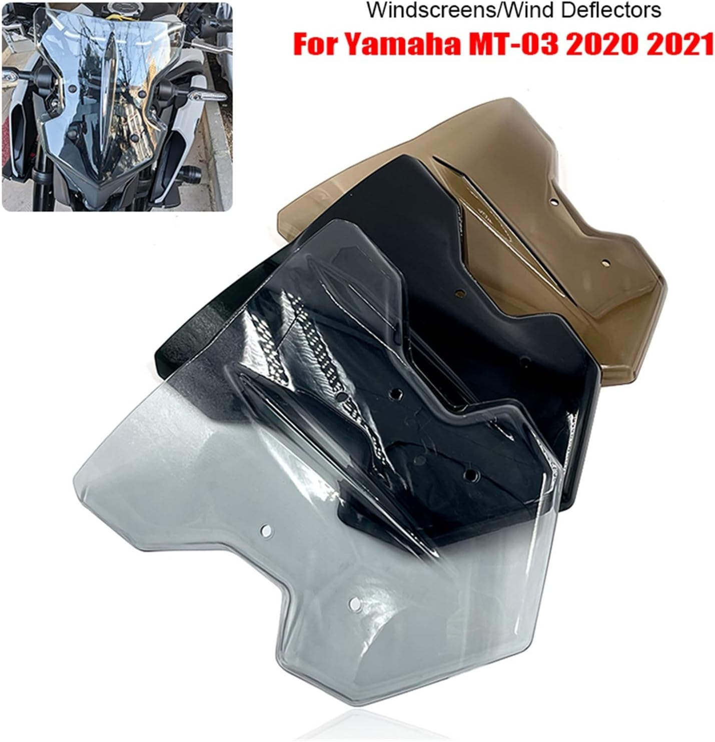 KANGYEBAIHUODIAN Fit for Yamaha MT-03 MT03 2020 2021 Motorcycle Windscreen Windshield Shield Screen with Bracket Fit for Yamaha Mt-03 Mt 03 (Color : Brown)