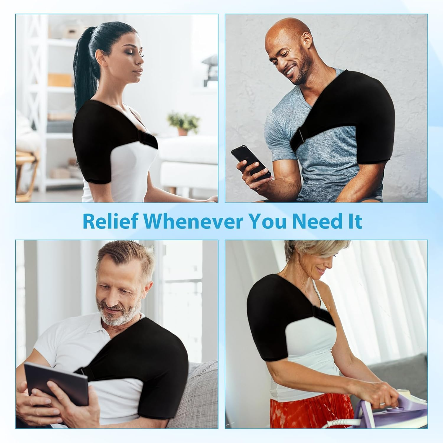 Shoulder Ice Pack Wrap for Pain Relief & Injury Recovery, Reusable Hot & Cold Gel Compression Sleeve for Swollen Arm, Rotator Cuff & Bursitis - Fits Left or Right Shoulder, Easy to Wear S/M image number 2