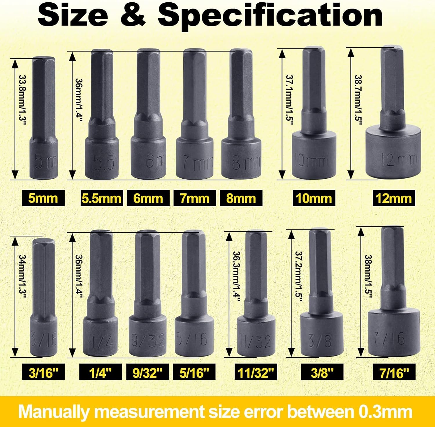 LEONTOOL 14PCS Power Nuts Driver Drill Bit Tools Set 1/4" Hex Socket Adapter Bolt Drivers Repairing Tool Kit SAE & Metric Socket Wrench Screw for Electric Screwdriver, Hand Drill, Socket Wrench image number 1