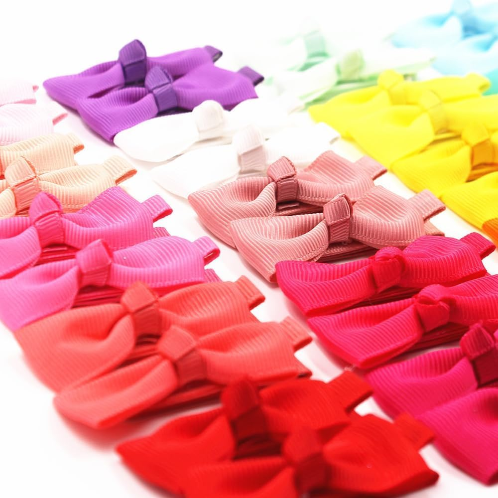 50 Pcs 2Inch Mini Bow Hair Clips for Baby Grils Fine Grosgrain Ribbon Clips Tiny Bow Non-Slip Hair Barrettes with Cute Bows Clips image number 2