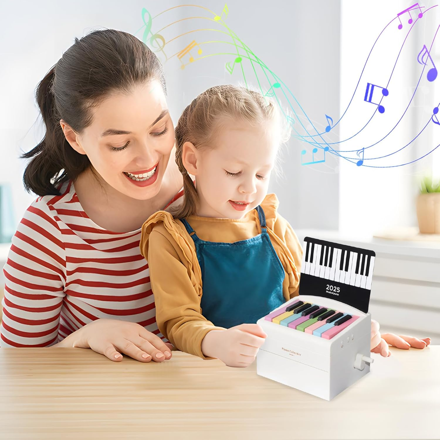 Playable Piano Calendar, Rechargeable Double Sided Design Desk Calendar, Included 2025 Calendar, 52 Weeks Music Scores and 26 Cards Great for Christmas or Birthday