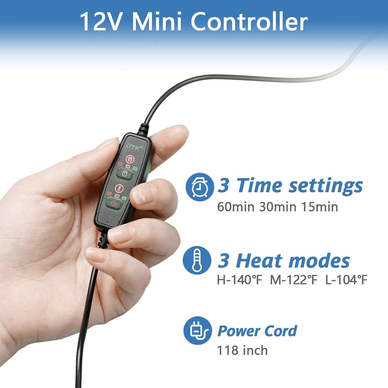 UTK Infrared Neck Pad Wrap, Far Infrared Wraps for Neck, 3 Heat Settings, EMF Free and Auto Shut Off, Memory Function image number 3