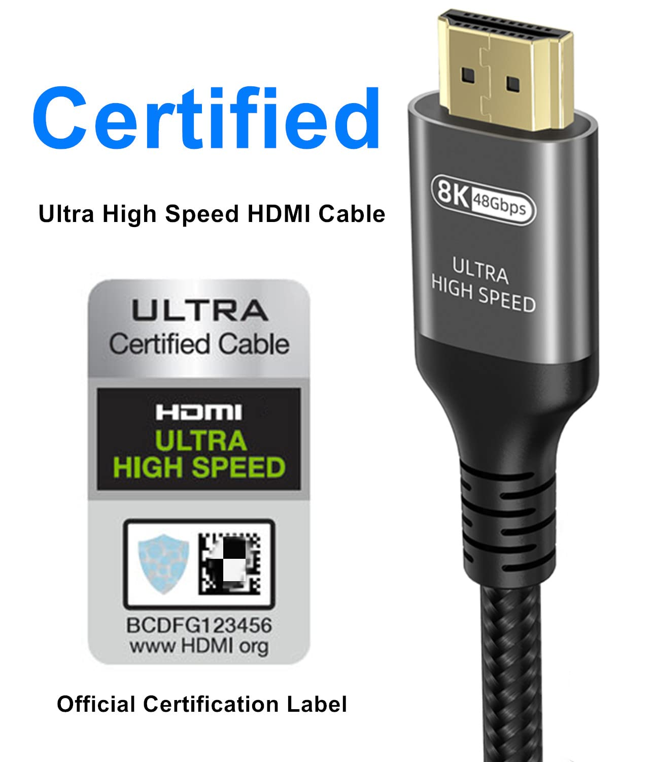 10K 8K 4K HDMI Cable 48Gbps 6.1M, Certified Ultra High Speed HDMI&reg; Cable 4K 240Hz 144Hz 120Hz 8K 60Hz 0.01Ms HDR10+ ARC Earc HDCP2.3 Netflix Roku TV PC Monitor Projector PS5 Xbox image number 1