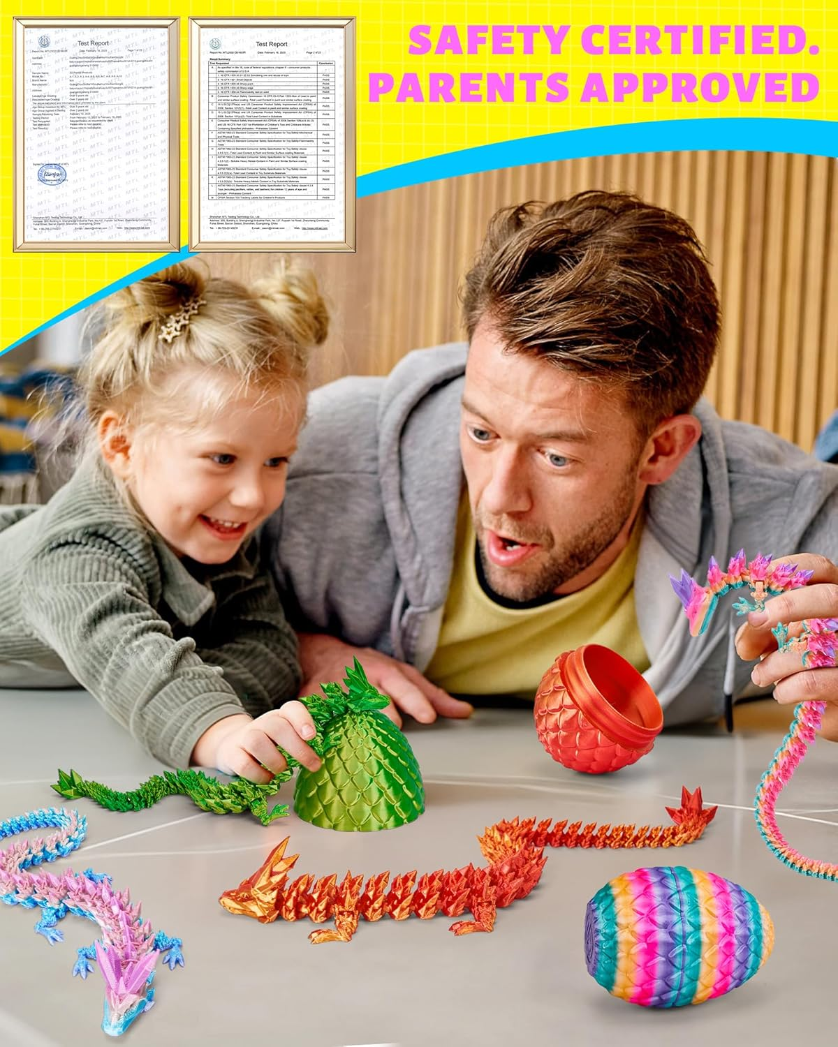 3D Printed Dragon Egg,Dragon Eggs with Dragon Inside,Crystal Dragon Fidget Toys,Full Articulated Dragon Dragon in Egg,Adults Fidget Toys for Autism ADHD (Random Rainbow Dragon Egg) image number 4