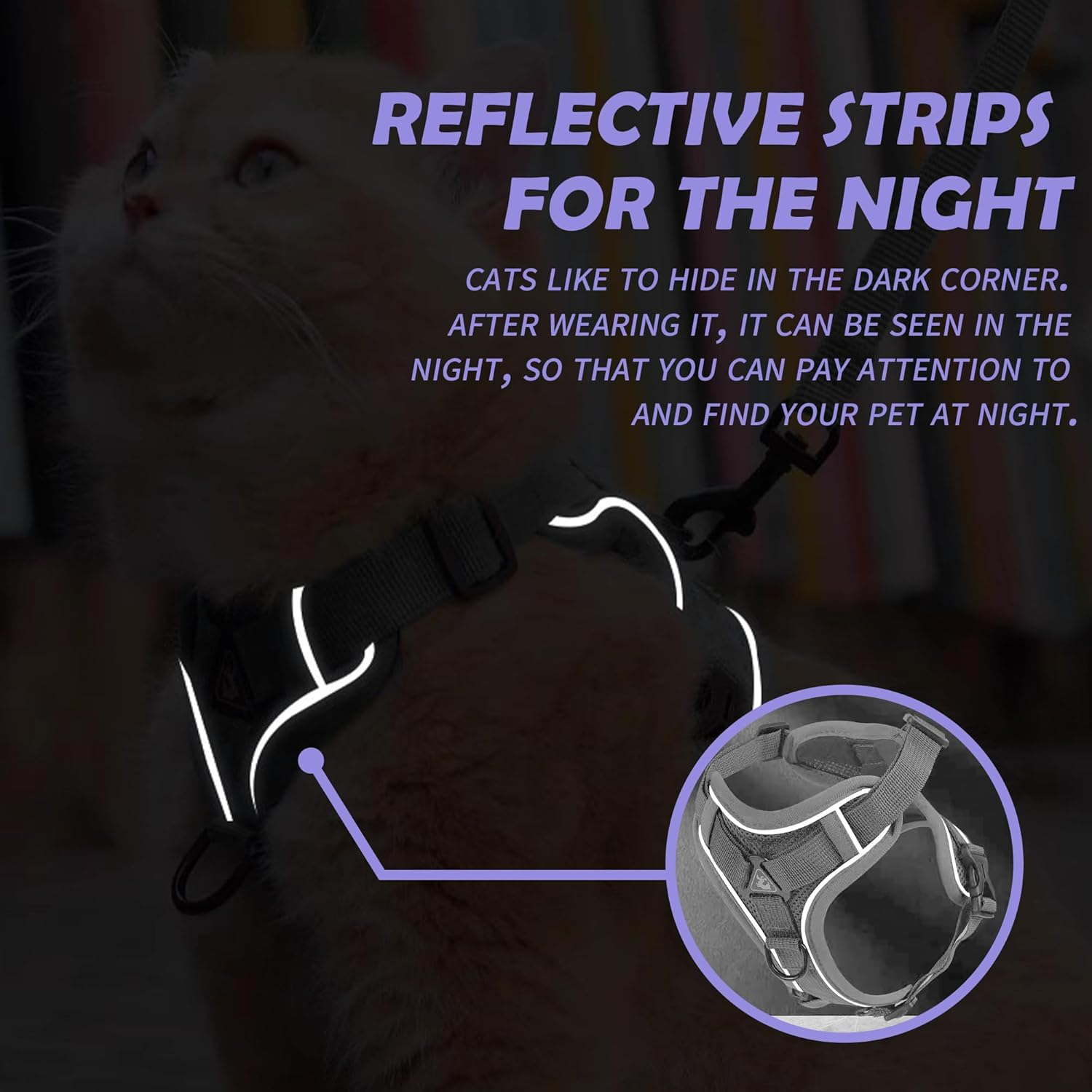 Tikxlafe Cat Harness with Leash, 150 Cm, Cat Leash with Harness, Polyester, Adjustable Cat Leash Set, Escape Proof for Kittens (Red, S) image number 2