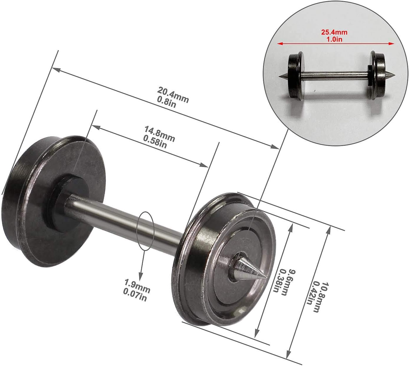 24Pcs HO Scale 1:87 33'' Metal Wheels for Model Train DC Wheel Set New C8725 image number 1
