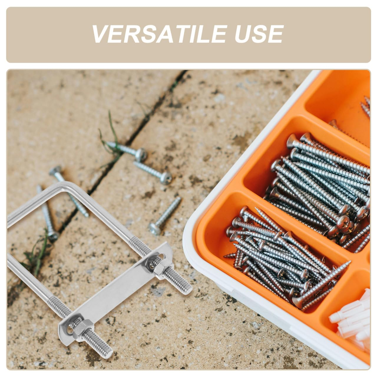 Operitacx Square U-Bolt, 2.4 * 4.7In Heavy Duty Stainless Steel U Bolt with Nuts & Plate for Wood, Sailboat Trailers, Tube, Industrial Supplies image number 3