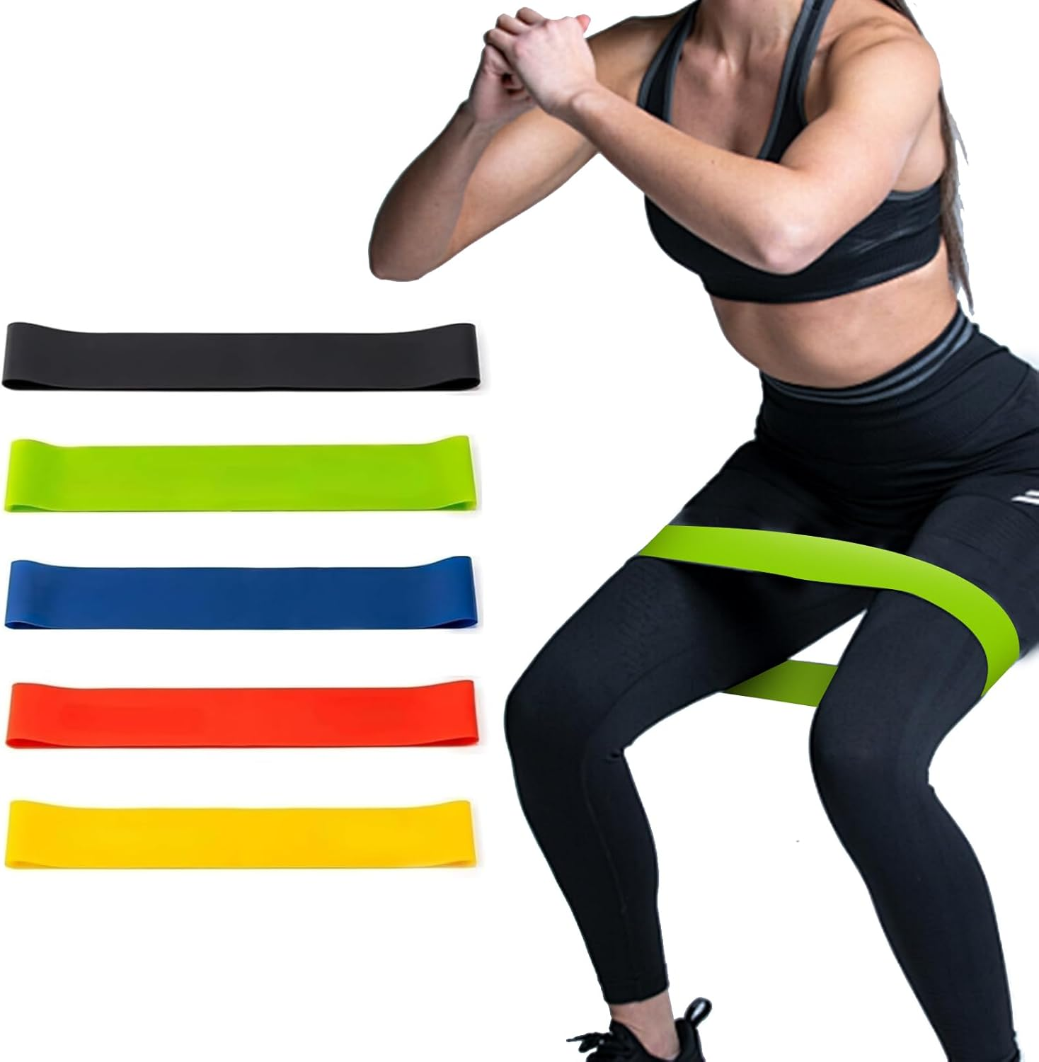 5 Pack Exercise Bands, Resistance Bands for Working Out Women with Varying Levels of Resistance, Stretch Bands Perfect for Fitness Chest Expanding Arm Leg Yoga Pilates Physio Therapy