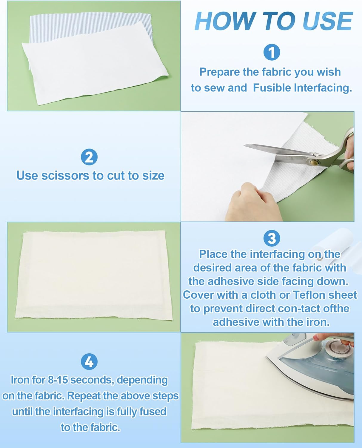 PLANTIONAL Iron-On Fusible Fleece Interfacing: 11.8 Inches X 10 Yards Medium Weight One-Sided Loft Iron on Fusible Fleece White for Quilting Tote Bags and Home Decor