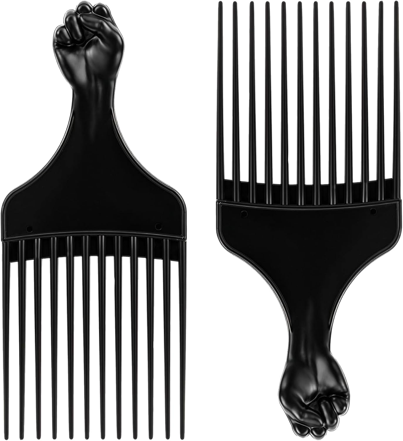Neoreser Pack of 2 Afro Combs, Coarse Zinc Curling Comb with Handle, Salon Hairdresser Hair Care Tools for Natural Curls (Black) image number 4