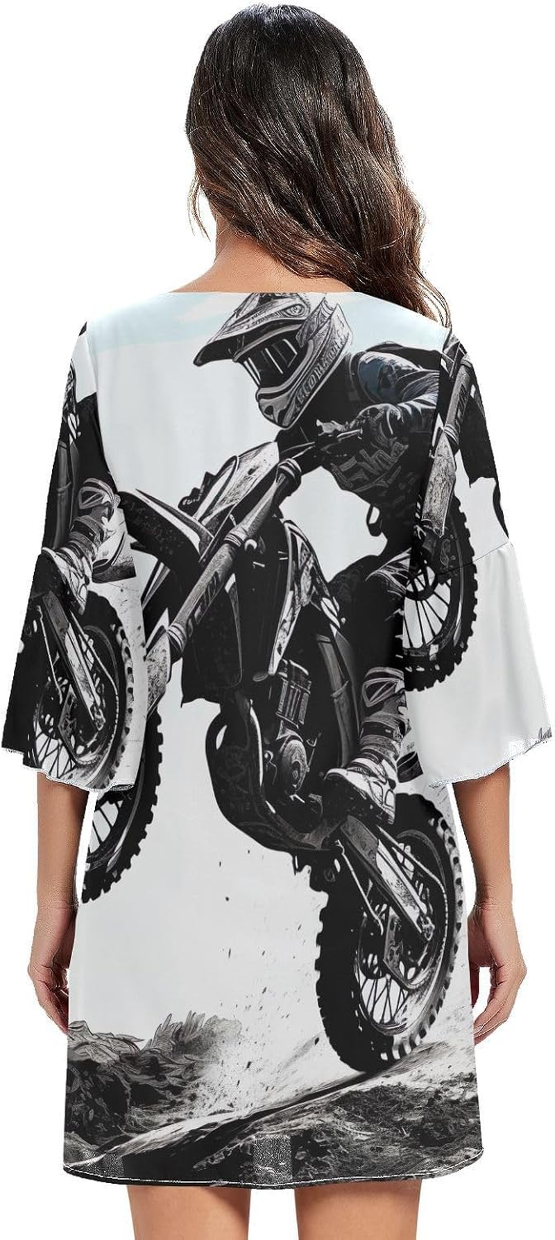 Dirt Bike Jump V Neck Summer Dress Printed Line Maternity Dress S-XXL