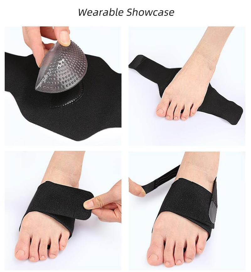 Arch Support Braces for Plantar Fasciitis Relief, Adjustable Arch Support Sleeves with Built-In Orthotics, Adjustable Non-Slip Bands & Gel Pads for Flat Feet High & Fallen Arch, 1 Pair, Black image number 4