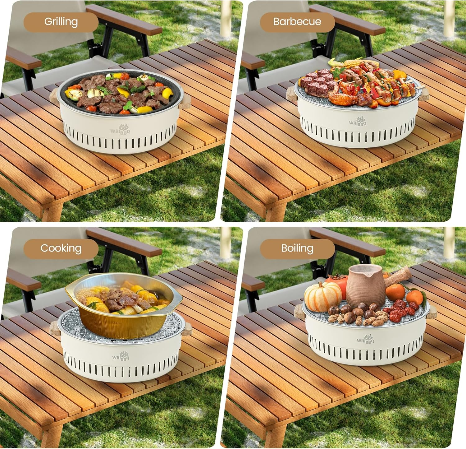 Willbbq Charcoal BBQ Grill Table Top Multiple Function round Grill Korean BBQ image number 1