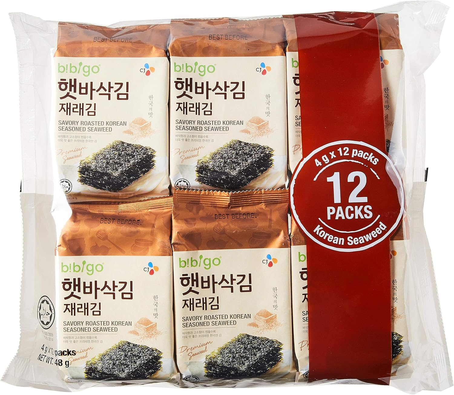 BIBIGO Roasted Nori Seaweed Pack of 12 image number 1