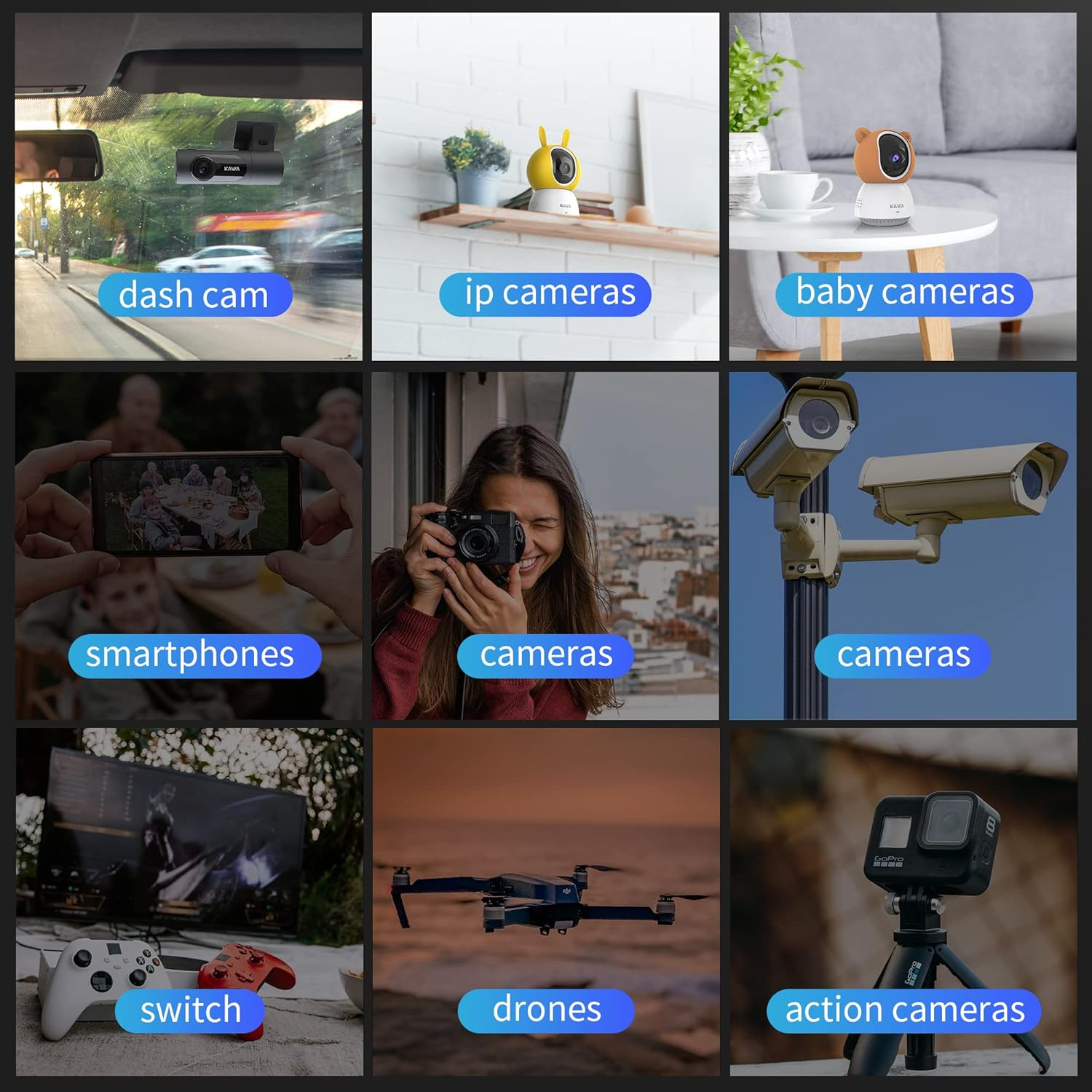 KAWA 64GB Micro SD Card, High Endurance Video Monitoring Card, Microsdxc Flash Memory Card, A1, U3, Class10, V30, High Speed TF Card for Dashcam, Security Camera, Baby Monitor, Phones, Tablets, Drones