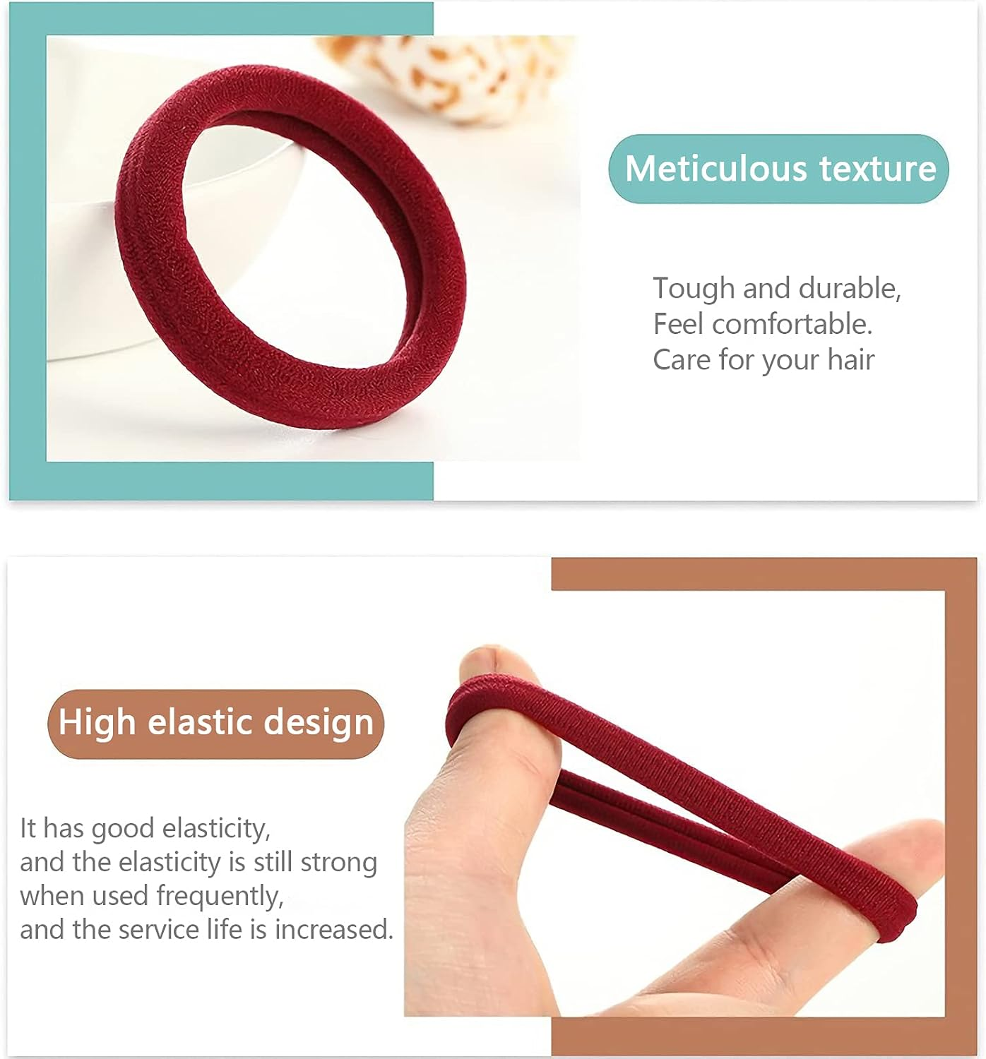 100 ELASTICS HAIR TIES, 4Cm Multicolor Hair Bobbles, Seamless No-Metal Ponytail Holders Hair Bands for Women (Multicolor) image number 6