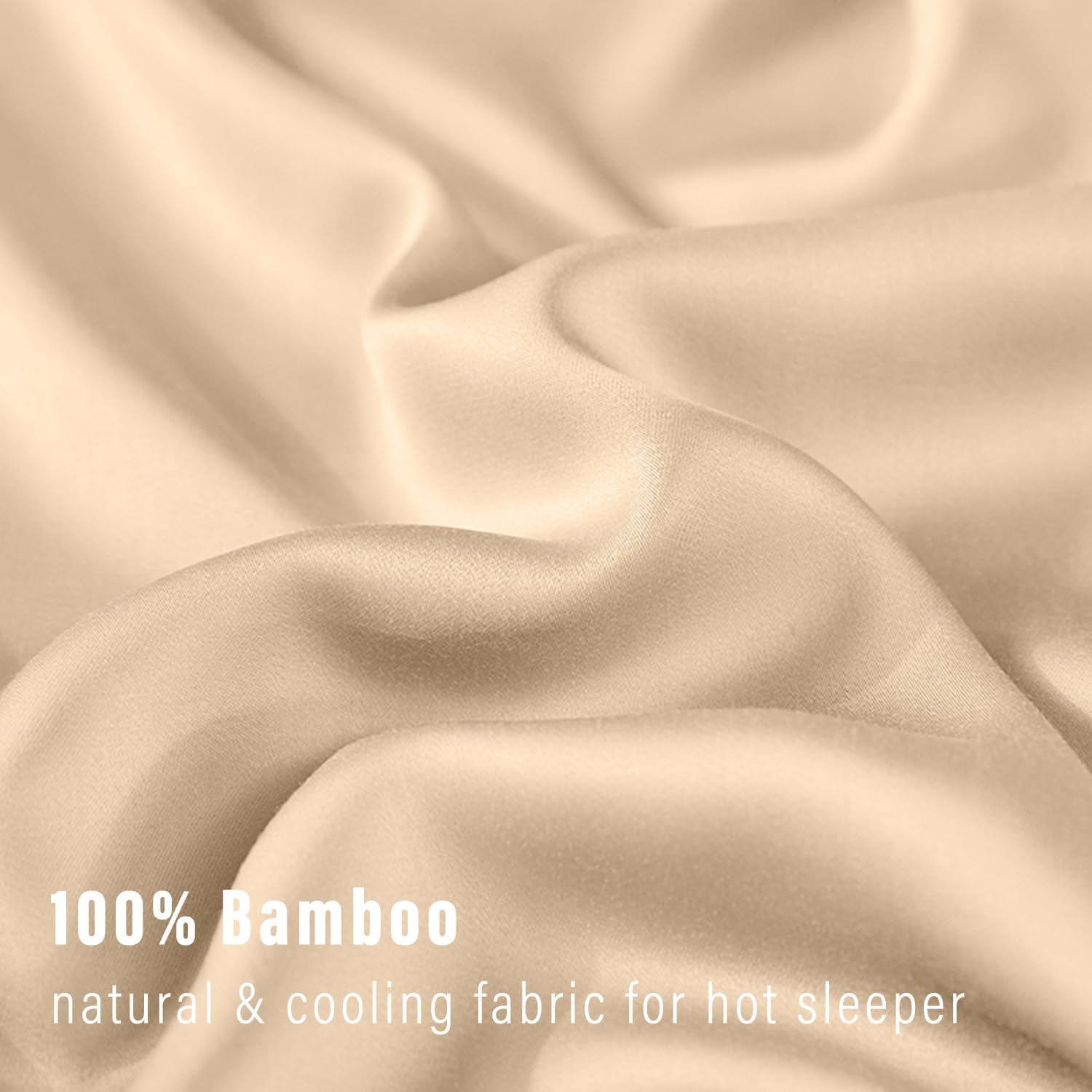 Lakora Bamboo Sheet Set Queen Size - 1000TC Set with Fitted Sheet, Flat Sheet - Cooling Bedding with Deep Pocket- Breathable, Soft, Hypoallergenic for Hot Sleepers (Champagne,Queen) image number 2
