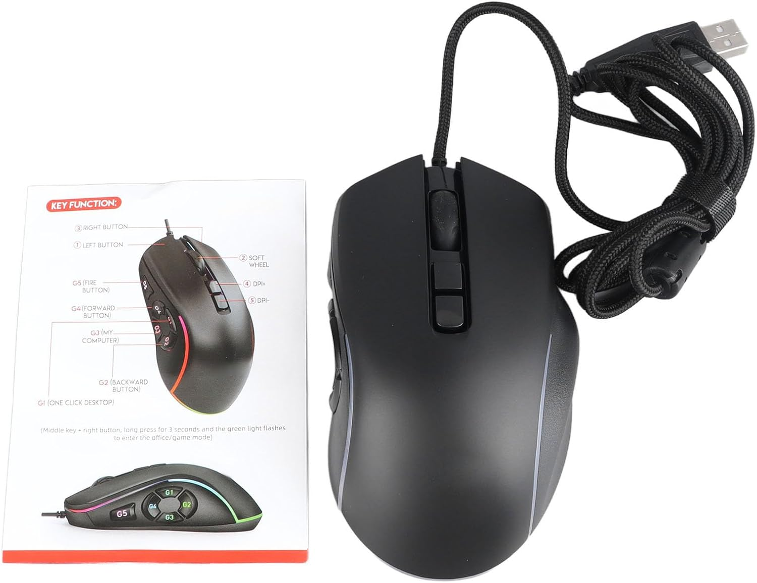 Wired Gaming Mouse, RGB Backlit, 6 Adjustable DPI, 10 Programmable Buttons, Corded Gamer Mouse for PC Computer and Laptop (1) image number 2