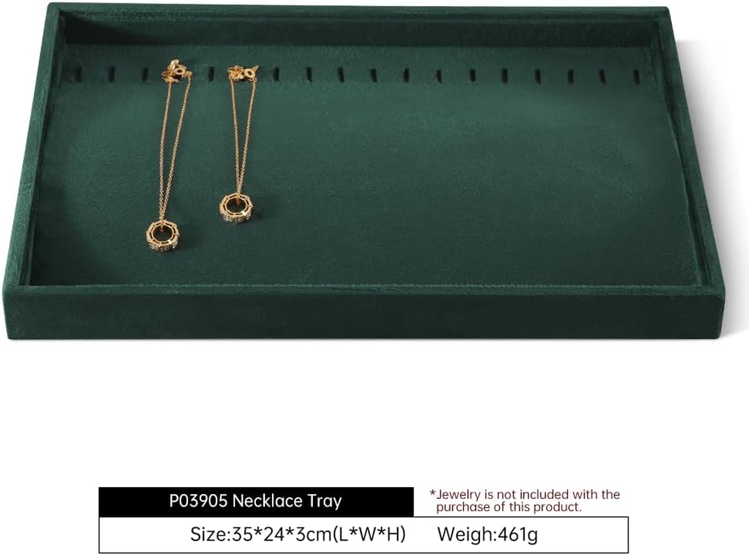 Yinbeini Velvet Necklace Pendant Bracelet Storage Tray, Stackable Jewelry Drawer Organizer Trays Long Chain Storage Organizer, Shop Cabinet Display Holder Plate, Jewellery Tray image number 2