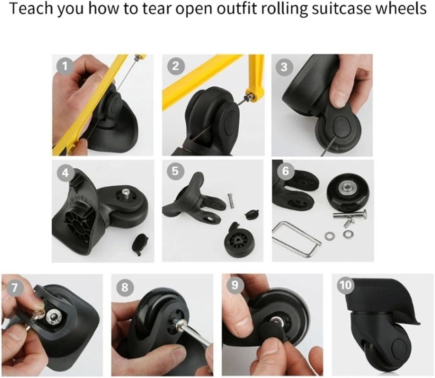 Luggage Suitcase Replacement Wheels, Rubber Swivel Caster Wheels Bearings Repair Kits, a Set of 2 (70X24Mm / 2.8X0.9In) image number 4