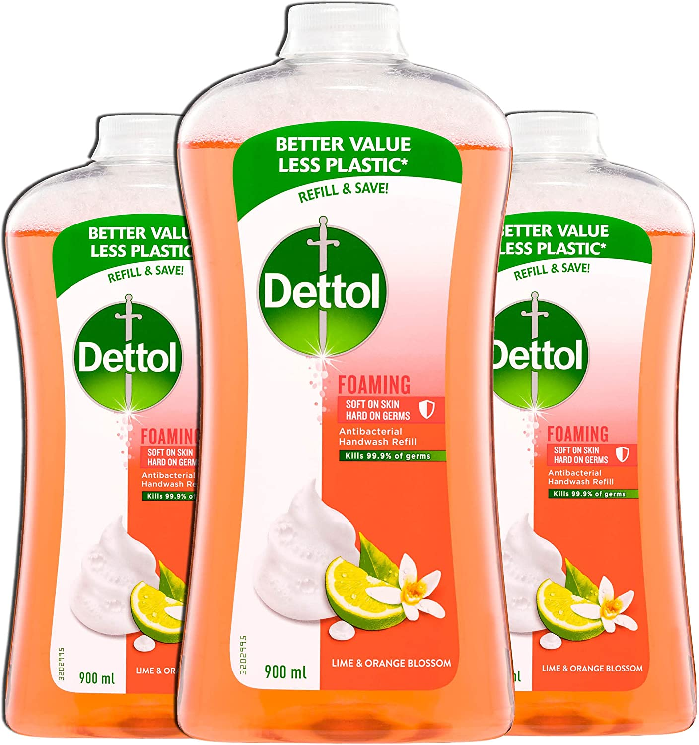 Dettol Antibacterial Foam Hand Wash Rose & Cherry Refill, 900Ml X 3 Pack image number 1