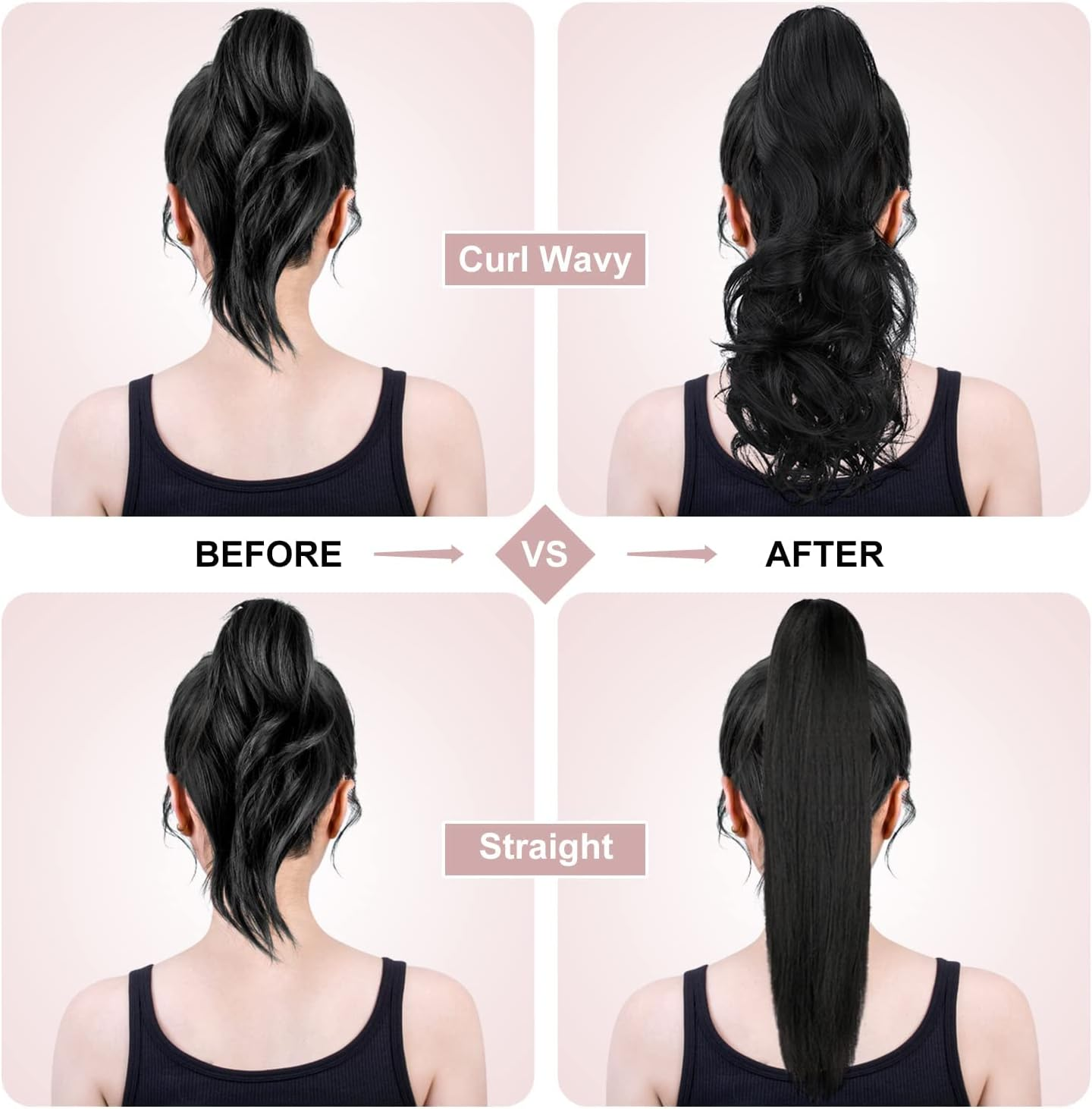 Claw Clip Ponytail Extension 18" Clip in Wavy Ponytail Hair Extensions Long Pony Tails for Women Extensions Light Chestnut Brown Wave Hairpiece(Light Brown) image number 4