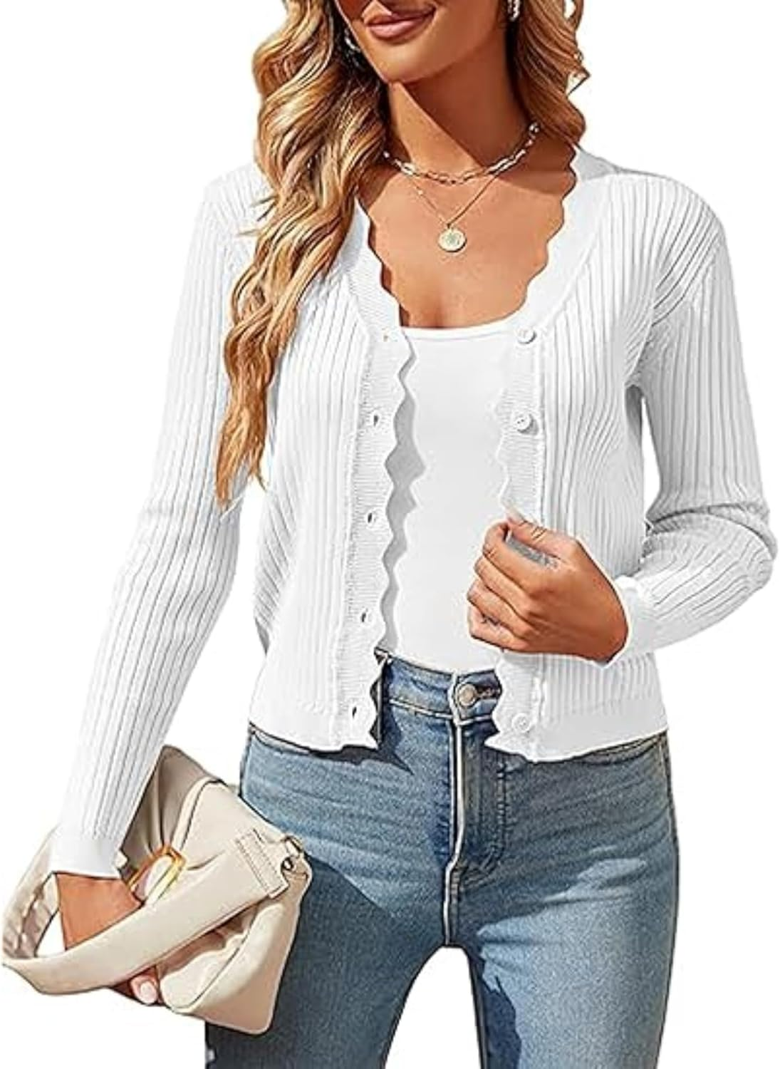 Womens Cropped Cardigan Knit Shrugs Dresses Tops V Neck Button down Cardigans Sweaters Slim Cropped Cardigan