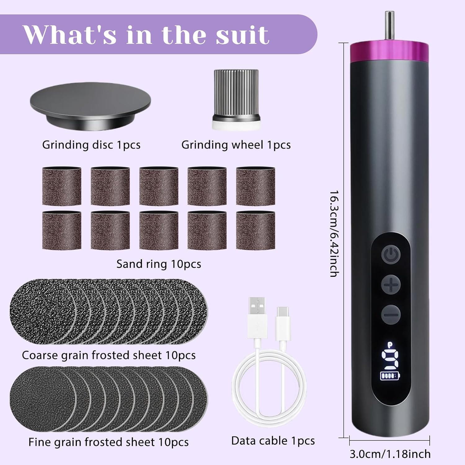 Electric Callus Remover, 9 Speed Levels, Aluminium Housing and 2000 Mah Battery for Callus Removal on Feet, Ideal for Home Foot Care and Professional Cosmetic Studios (Black)