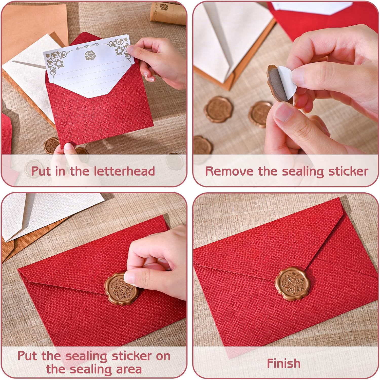 BAYTORY 27Pcs Stationery Paper and Envelopes Set, A6 Vintage Envelopes, Love Letter Papers Letter Writing Kit, Letter Writing Stationery for Invitation (Multicolor & Letter Papers) image number 4