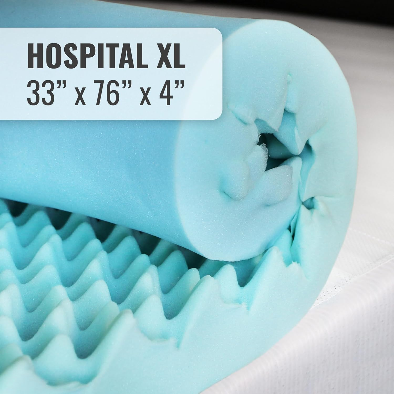 DMI Convoluted Foam Bed Pad Mattress Topper, Made in the USA, Hospital Size 33 X 76 X 4 Inches, Blue image number 6