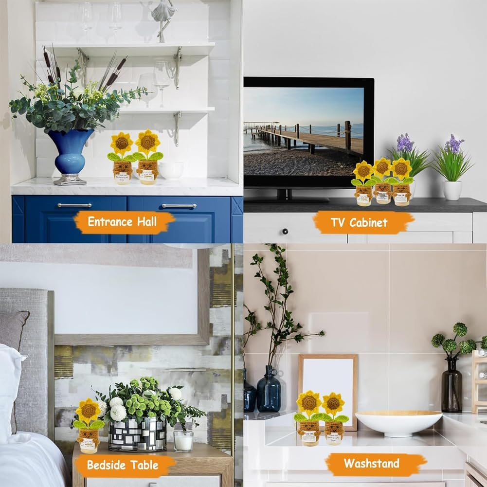 Suithink Positive Crochet Sunflower Doll for Thank You for Helping Me Grow Crochet Sunflower Doll for Women, Men