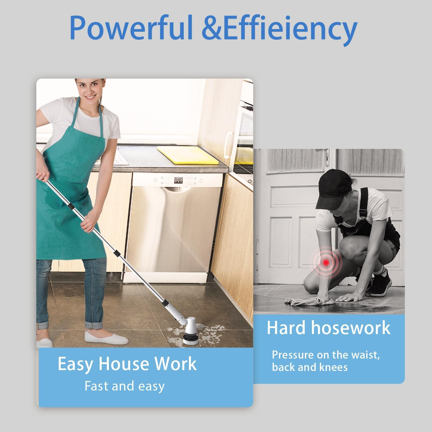 Cordless Electric Spin Scrubber,2025 New Shower Scrubber with 7 Replacement Brush Heads, Electric Cleaning Brush with Adjustable Extension Handle for Bathroom Floor Tile Tub (White)&hellip; image number 5